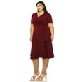 thumbnail image 2 of MOA Collection Women's Plus size Stylish Solid Faux Wrap Dress with Deep V-Neck, 2 of 5