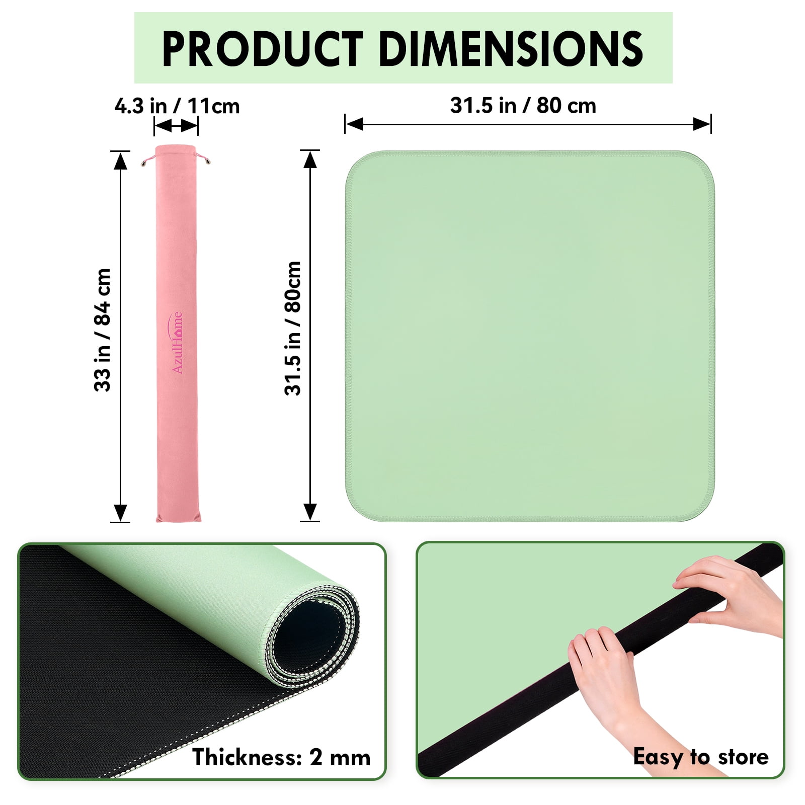 Soothing Mahjong Mat with Carrying Bag, Macaron Green Noise Reducing Anti-Slip Pad for Game Nights, Premium Velvet Bag for Cards & Board Games