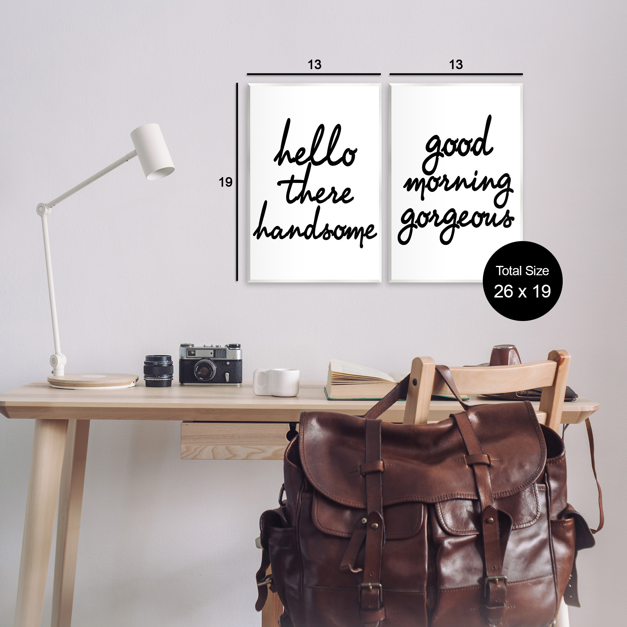 Stupell Industries Handsome & Gorgeous Greetings Inspirational Painting Unframed Art Print Wall Art, 13 x 19, Set of 2