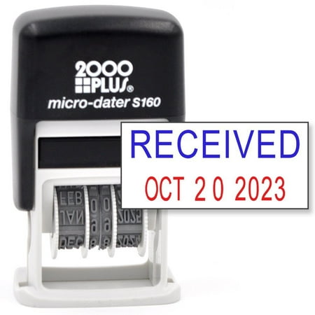 Cosco 2000 PLUS Self-Inking Rubber Date Office Stamp Phrase & Date - BLUE/RED INK (Micro-Dater 160)