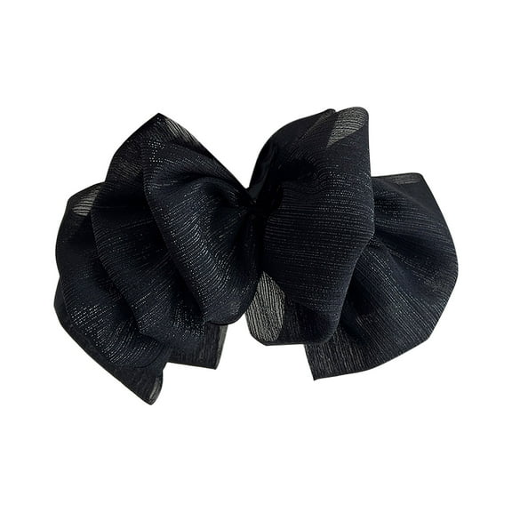 Penkiiy Black Tulle Bow Large Claw Clip Mesh Bowknot Hair Claw Clips Big Claw Clips for Thick Hair Ponytail Hair Claw Hair Clip Chiffon Hair Bows Hair Clips for Girls Hair Accessories for Women