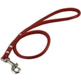 thumbnail image 2 of Round Genuine Rolled Leather Dog Short Leash 24" Long 3/8" Wide Red for Medium Breeds, 2 of 2