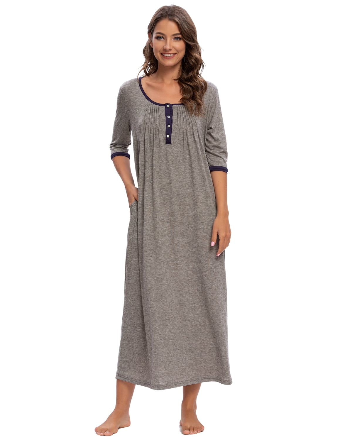 4 Sleeve Nightgown Long Sleep Dress 