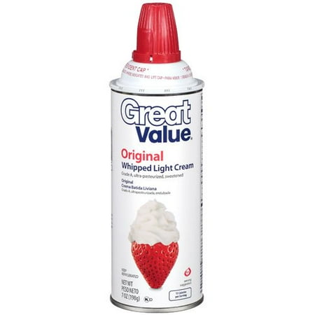 Great Value Original Whipped Light Cream, 7 Oz.