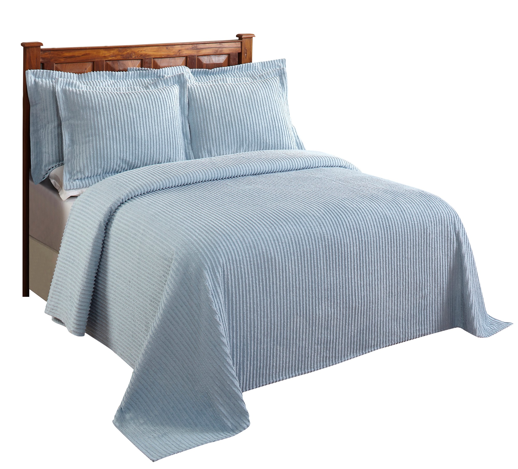 Better Trends Jullian Stripe Design 100% Cotton Queen Bedspread, for Adult - Blue - image 3 of 6