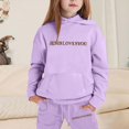 thumbnail image 5 of Gelikeya Jesus Loves You Hoodie Sweatshirts Sweatpants 2 Piece Girls Sweatsuits Hooded Tops Pants Sets 1-9Y (Purple, 5-6 Years), 5 of 6