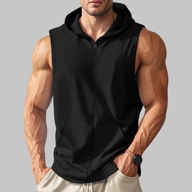 Manteau Sans Manches à Capuche pour Homme, Uni et Polyvalent, à Boutons, Col à Revers, en Lin - Veste Décontractée pour l'Été et les Activités de Plein Air