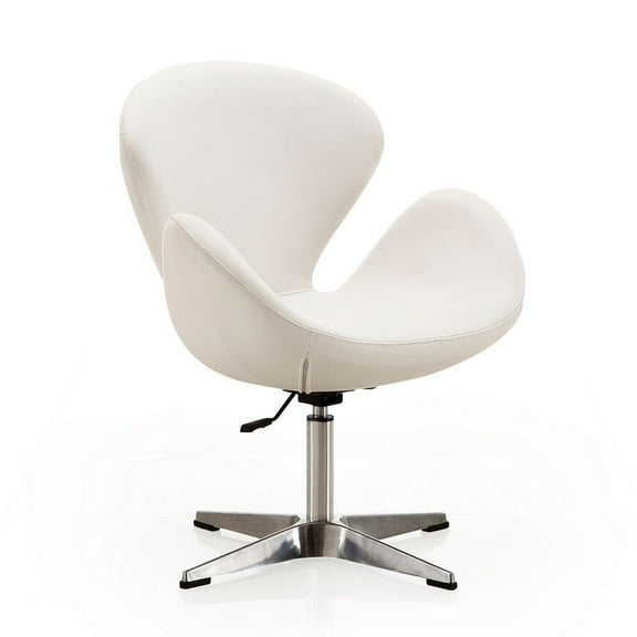 Manhattan Comfort Raspberry Faux Leather Height Adjustable Chair in White