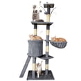 thumbnail image 1 of Árbol para Gatos, Torre de Actividades de Varios Niveles, Torre Árbol Rascador para Gatos con Escaleras, Casa para Gatos, Juguete Colgante, Ahorro de Espacio para Gatos Activos Ideal (Gris), 1 of 7