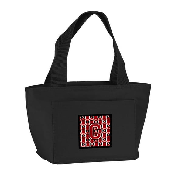 Letter C Football Red Black and White Lunch Bag