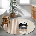 thumbnail image 4 of Area Rug 36in, Japanese Cute Aquatian Dogs Floor Carpet Living Room Rug, Brown Striped Non-Slip Welcome Mat Indoor Rugs for Bedroom Dining Room, 4 of 9