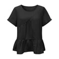 thumbnail image 3 of Womens Floral Babydoll Tops，3/4 Puff Sleeve Pleated Blouse Boho Floral Tops Women'S Print T Shirt Elegant Loose Fit Top Lightweight Gauze 3/4 Sleeve Blouses Peplum Tops For Women M, 3 of 4