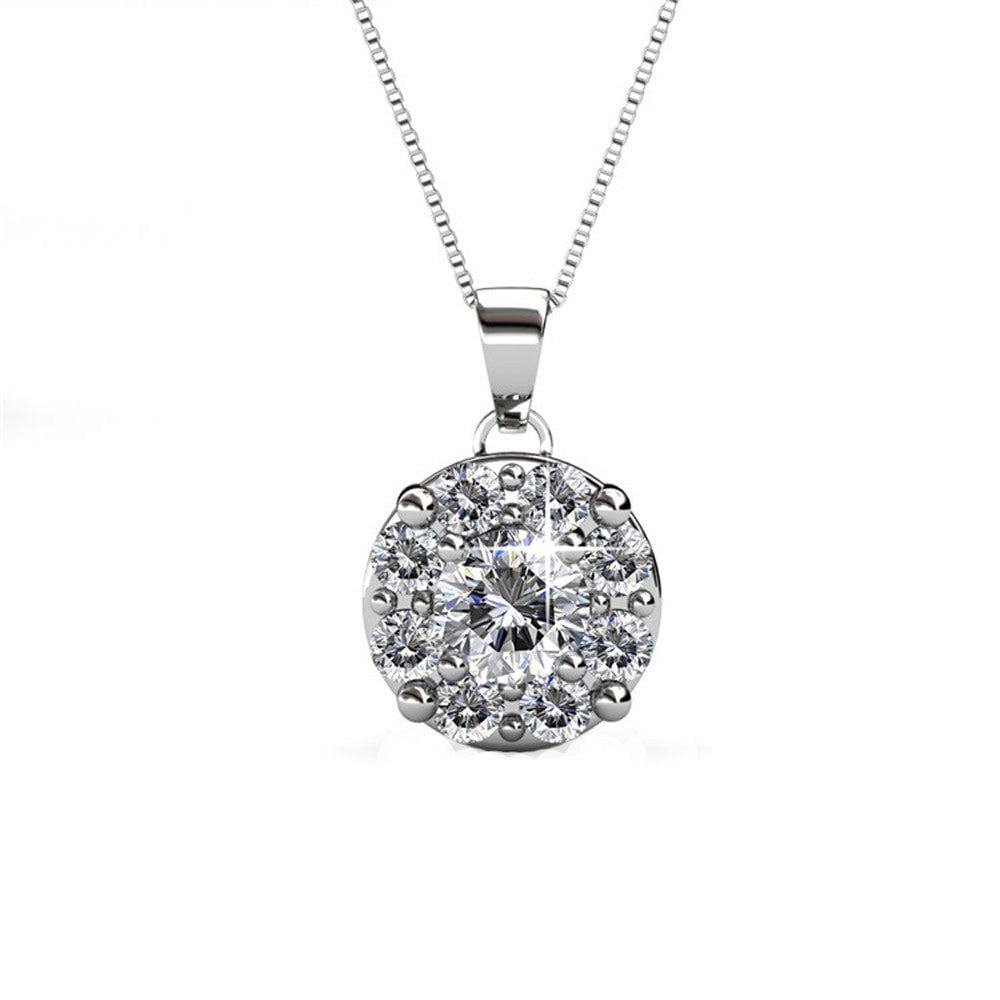 Cate & Chloe Ruth 18k White Gold Plated Halo Jewelry Set with Swarovski Crystals Gift for Women