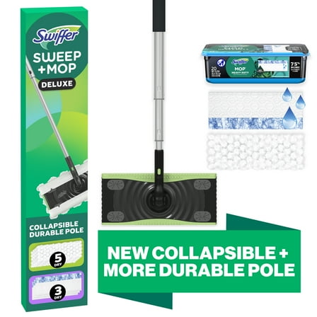 Swiffer Sweep   Mop Deluxe Floor Cleaner Bundle Includes 1 Sweep   Mop Device, 23 Heavy Duty Wet Mopping Pads, 5 Heavy Duty Dry Sweeping Cloths