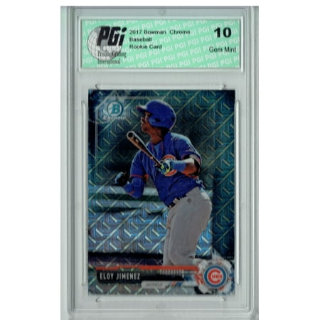 2005 Bowman Chrome Football Card - Eloy Jimenez 2017 Bowman Chrome #BCP50 Mega Refractor SP Rookie Card PGI 10