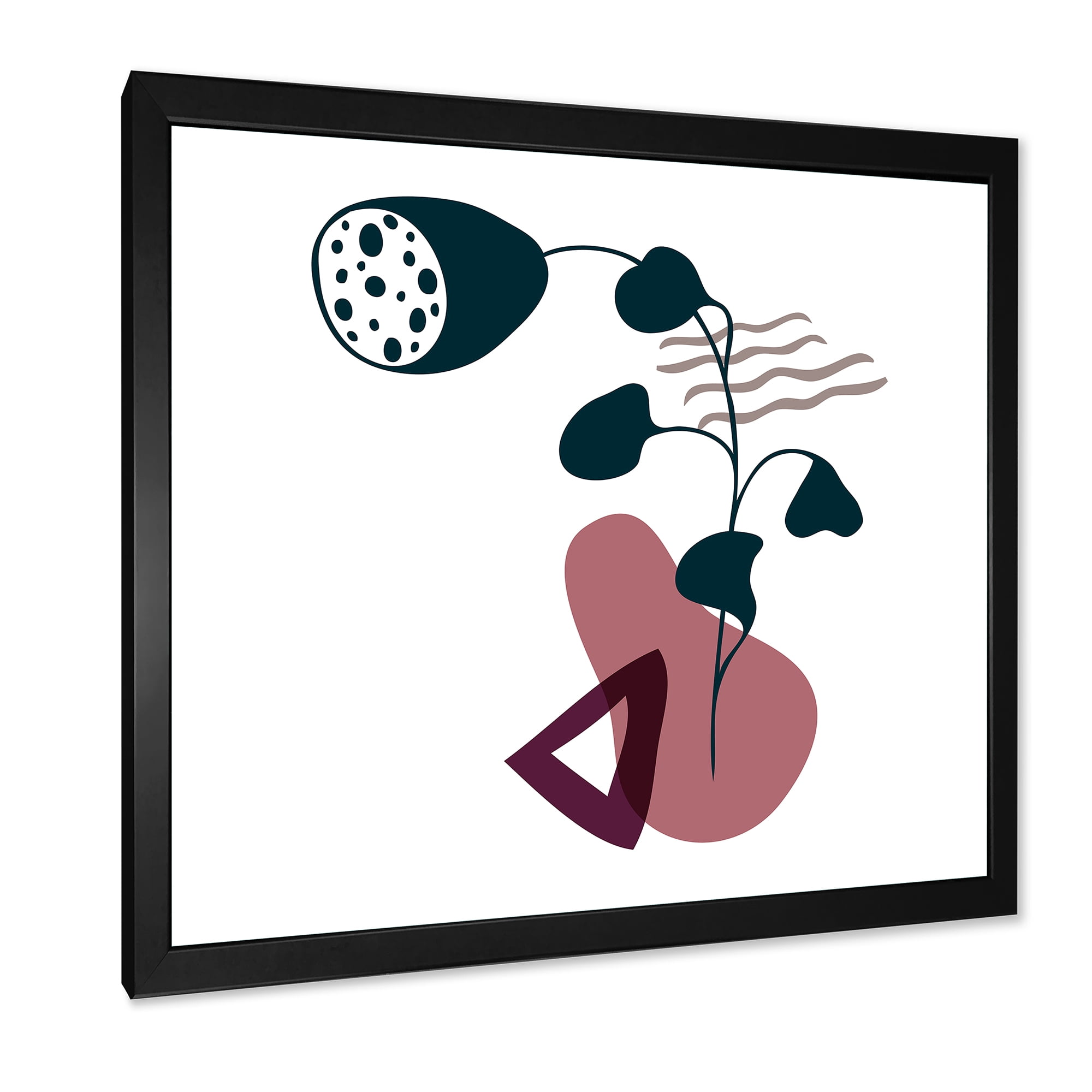 Designart 'Abstract Flowers Plants With Elementary Shapes V' Modern Framed Art Print