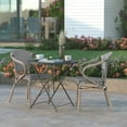 thumbnail image 3 of Emma + Oliver Set of Two Indoor/Outdoor Stacking Thonet Bistro Style Chairs with Arms, Black & White Textilene Seat and LT NAT Bamboo Metal Frame, 3 of 16