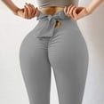 thumbnail image 3 of UHUYA Women Yoga Pants Athletic Pants Fashion And Comfortable Solid Color Back Bow Slimming Yoga Pants Sweatpants Gray XXL, 3 of 4
