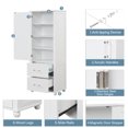 thumbnail image 6 of Tall Storage Cabinet with Door and 2 Drawers, Freestanding Bathroom Cabinet with Adjustable Shelves, Wooden Pantry with Anti-toppling Device, for Living Room, Kitchen, Dining Room, White, 6 of 9