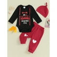 thumbnail image 2 of Suealasg Baby Boys Valentines Day Outfits Clothes 3M 6M 12M 18M Infant Boys Long Sleeve Truck Print Romper + Pants + Hat Set 3Piece Casual Spring Clothing for Toddler Boys, 2 of 8