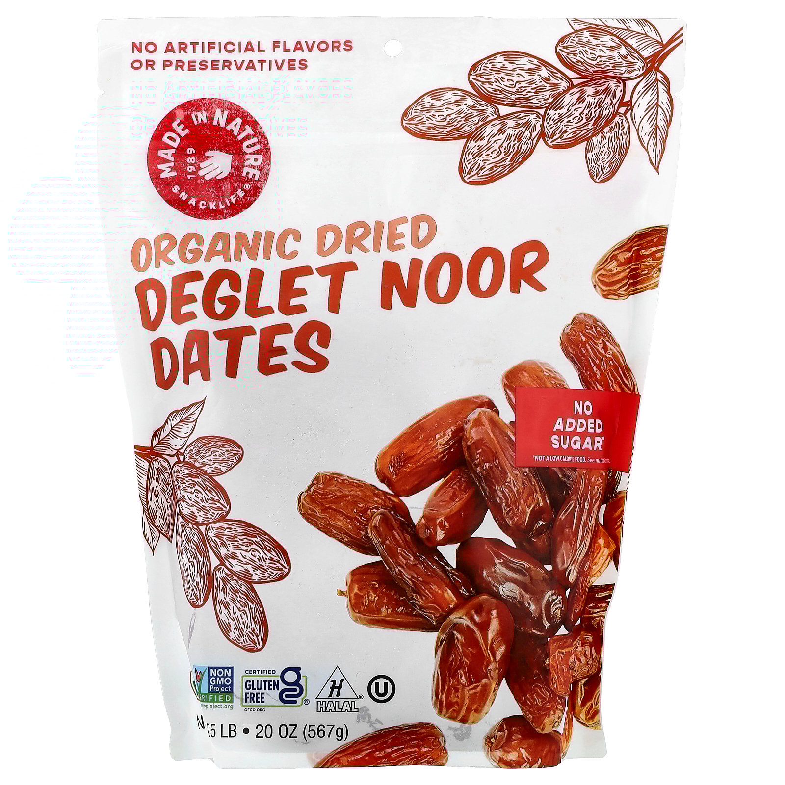 Made in Nature Organic Dried Fruit, Deglet Noor Dates, 20oz Bag – Non-GMO, Unsulfured Vegan Snack