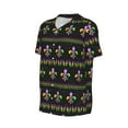 thumbnail image 2 of Balery Mardi Gras Fleur de Lis Baseball Jersey for Men Casual Button Down Shirts Short Sleeve Active Team Sports Uniform-XX-Large, 2 of 9