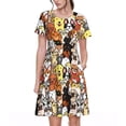 thumbnail image 1 of Bingfone Robe à Manches Courtes pour Femmes Imprimé Chats & Chiens, Robe Décontractée Confortable, Robe d'Été Élégante avec Ajustement Extensible pour Usage Quotidien, 1 of 6