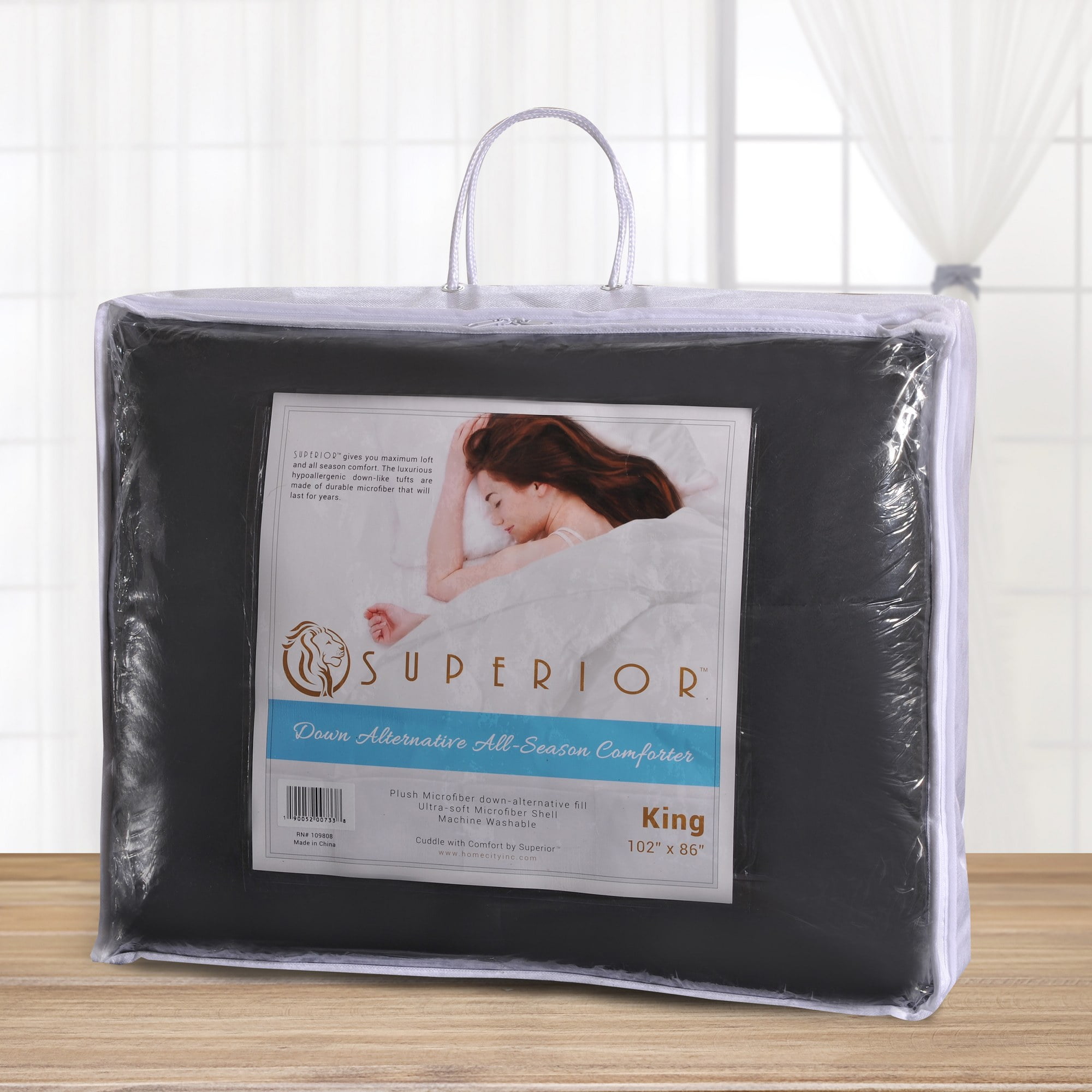 Superior Classic Reversible Comforter, Twin, Black