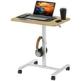 thumbnail image 1 of HOMCOM Bureau Debout Mobile Table au-Dessus du Lit avec Roues, Grain de Bois Naturel, 1 of 10