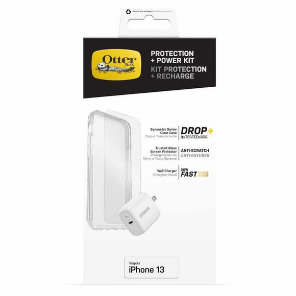Otterbox Protection+Power Kit (Symmetry Clear w/Trusted Glass and Wall Charger 20W White) iPhone 14 Pro Max