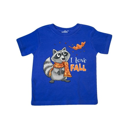 

Inktastic I Love Fall Cute Raccoon with Scarf and Leaf Gift Toddler Boy or Toddler Girl T-Shirt