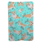 Fawn Cardigan Corgi Soft Travel Blanket with Bag 36 in x 58 in