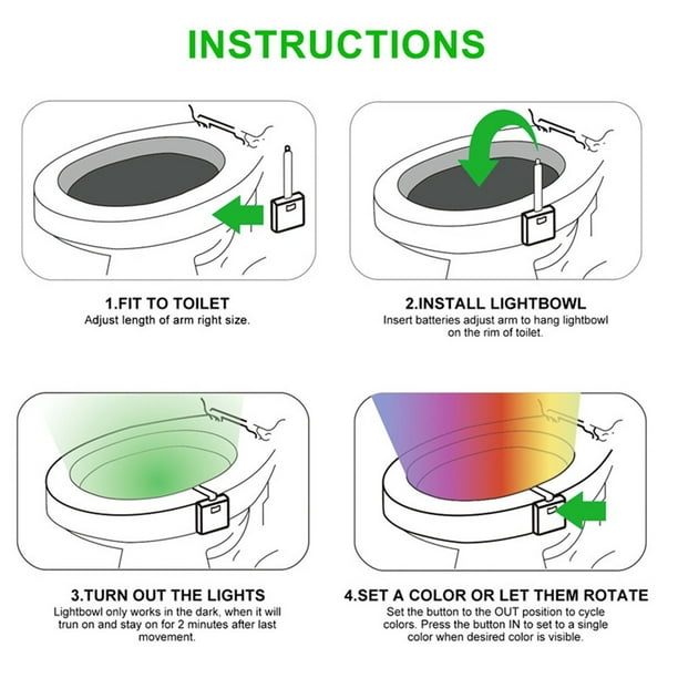 Toilettes Auto-Sensing Lampe à LED de rétroéclairage du capteur de  mouvement d'éclairage de nuit pour cuvette WC Salle de bains 8 couleurs pour  les enfants de Veilleuse enfant - Chine Voyant, horloge