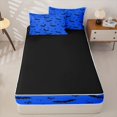 thumbnail image 4 of Homewish Bright Halloween Bat Zipper Full Size Comforter Sets with Fitted Sheet and 2 Pillowcases,Tiny Bow Pattern Zipper Bedding Set,Royal Blue Black,Black Reversible,4pcs, 4 of 7