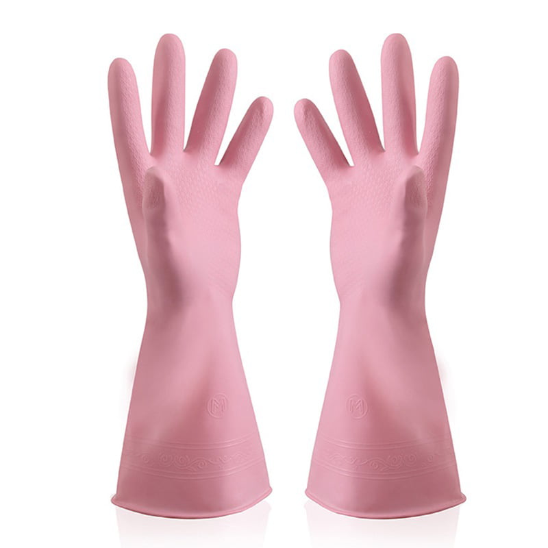 Cleaning & Washing Up Household Essentials Pink Flocked Lining KleenMe Rubber Cleaning Gloves Medium 