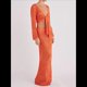 thumbnail image 5 of Conjunto de Dos Piezas de Crochet para Mujer: Top Corto de Larga con Nudo y Falda con Cordón. Naranja Rojo M, 5 of 7