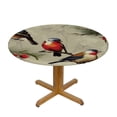 thumbnail image 3 of JEUXUS  Spring Vintage Farmhouse Rustic Birds Beige Round Fitted Table Covers Elastic Edge Circle Tablecloth for Dining Party Holiday, 3 of 7