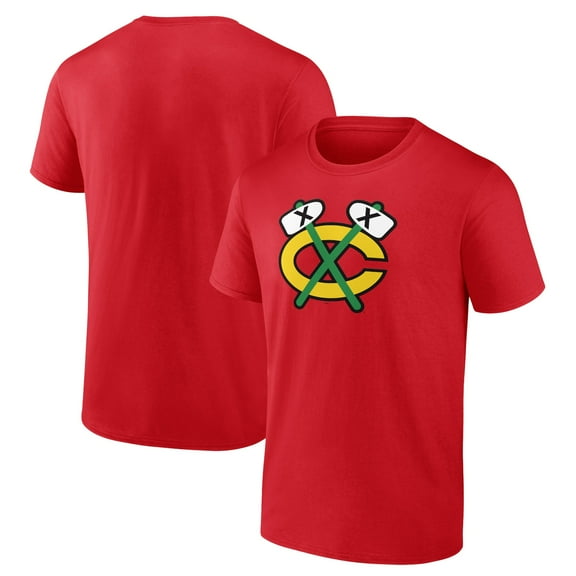 Men's Red Chicago Blackhawks Shoulder Patch Logo T-Shirt