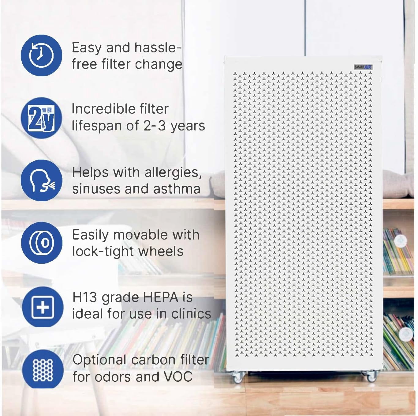 Smart Air Blast MKII Commercial H13 HEPA Air Purifier for Large Spaces