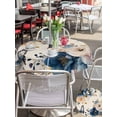 thumbnail image 5 of Outdoor Tablecloth with Umbrella Hole for Patio/Picnic/Party/Camping, Vintage Blue Floral Waterproof Table Cloth Round Cover Washable, Butterflies Watercolor Flower Linen (Dia 60"), 5 of 8