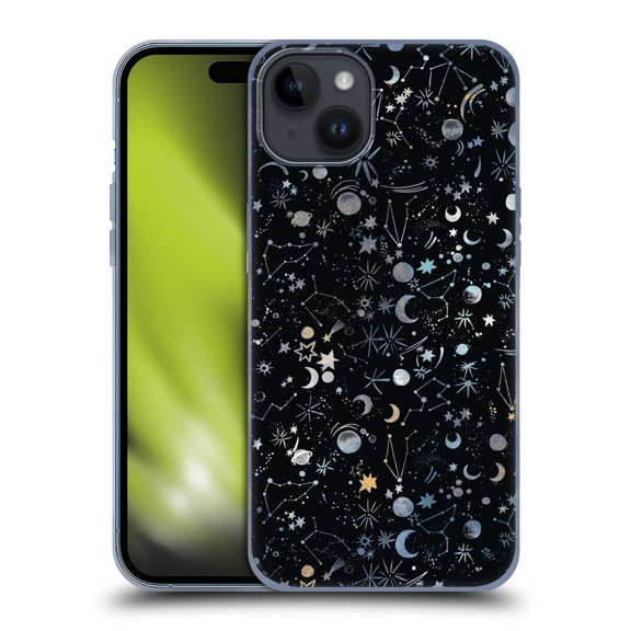 Head Case Designs Officially Licensed Ninola Patterns 4 Astrology Space Black Soft Gel Case Compatible with Apple iPhone 15 Plus