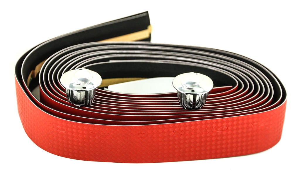 Orbea Faux Red Carbon Road / Triathlon Bike Handlebar Tape + Bar Plugs