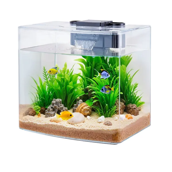3.5 Gallon Ultra-Clear Fish Tank with Adjustable 3-Color Lighting and Self-Cleaning System for Freshwater&Saltwater Fish Use