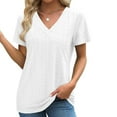 thumbnail image 2 of Jalioing Summer V Neck Tops Women's Eyelet Short Sleeve Tunic Blouses Trendy Casual Work Shirts Clothes, 2 of 7