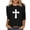 Black, variant on 3/4 Length Sleeve Womens Easter Shirts Graphic Printed Tee Loose Crew Neck Womens Tops