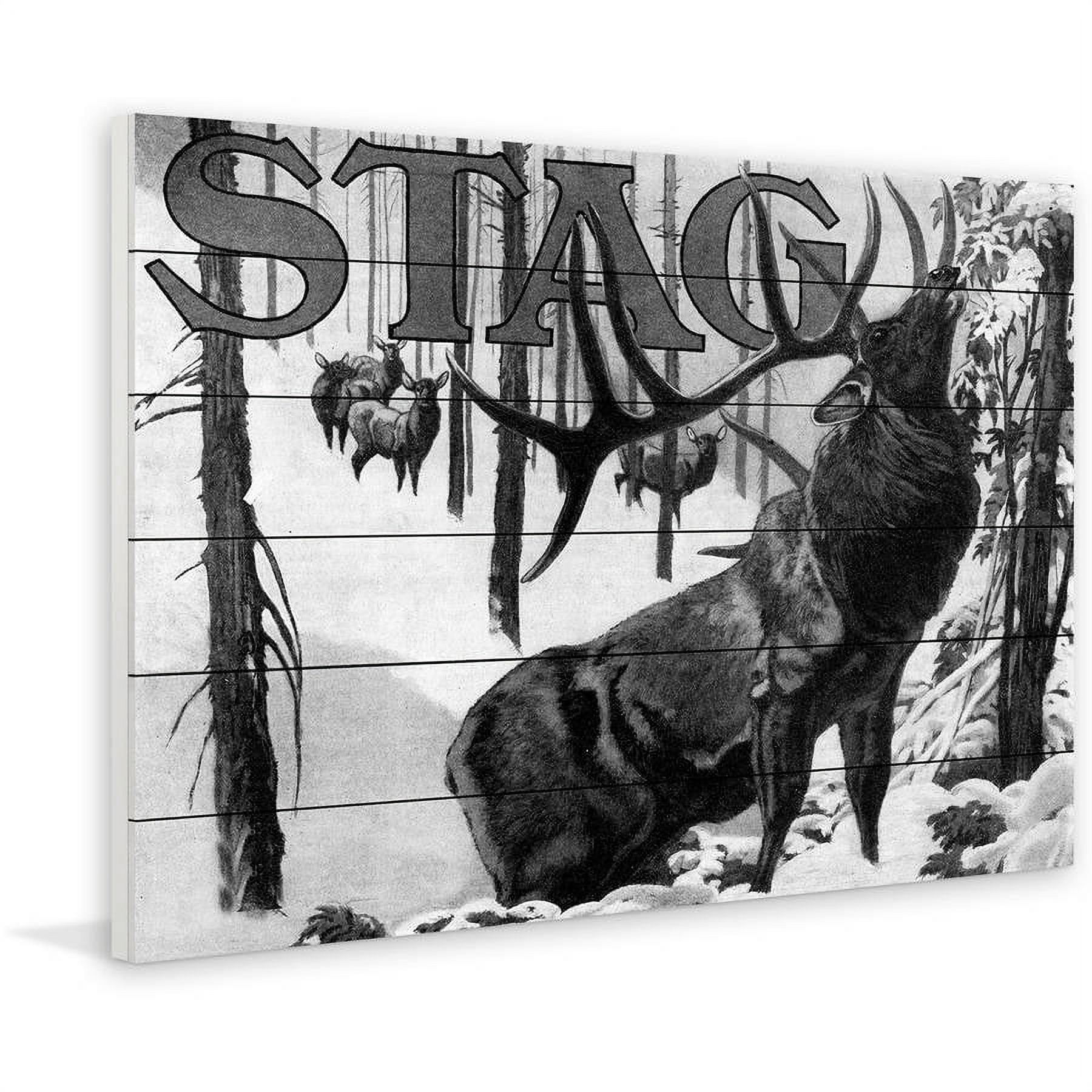 Marmont Hill "Stag" Painting Print on White Wood