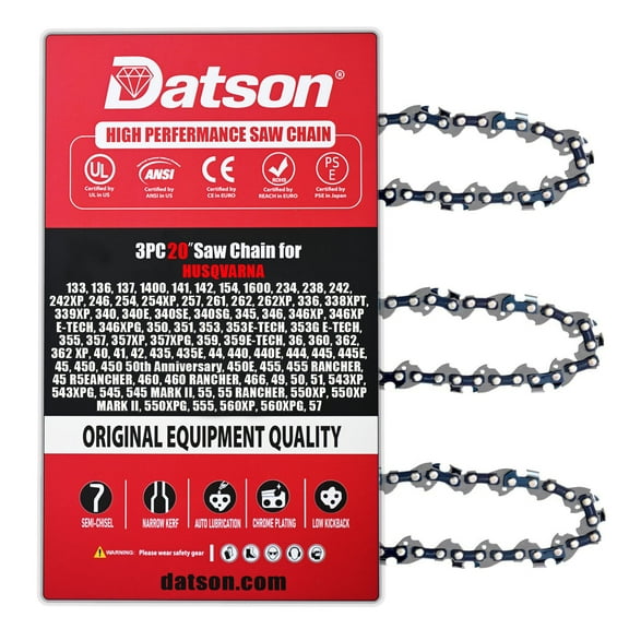 3PACK,20 Inch Chainsaw Chain .325" Pitch .050" Gauge 78 Drive Links Fits HUSQVARNA 44, 440, 440E, 444, 445, 445E, 45, 450, 450 50th Anniversary, 450E, 455, 455 RANCHER, 45 R5EANCHER, 460,460 RANCHER