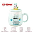 thumbnail image 5 of Taza de cerámica de 350ml, cuchara con forma de corazón para niña, taza con tapa, taza de café creativa para desayuno en el hogar de gran capacidad con dibujos animados, 5 of 5