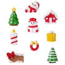 NIYANGLE 9Pcs Christmas Theme Figurine Resin Assorted Color Miniature Families Garden