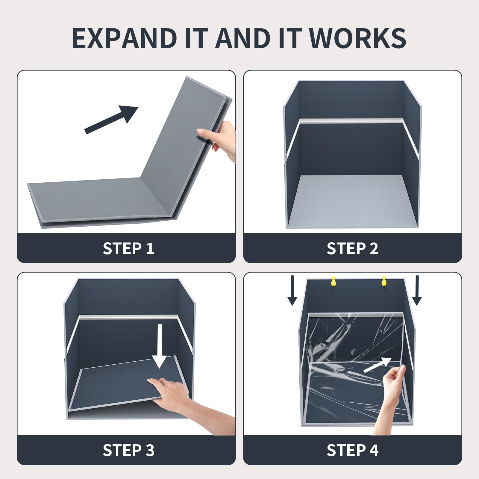 Aokeyee Cat Litter Box Enclosure Splash Guard with Removable PVC Mat Large Waterproof Litter Box Enclosure Foldable Pet Litter Box Shield with 2 Hooks